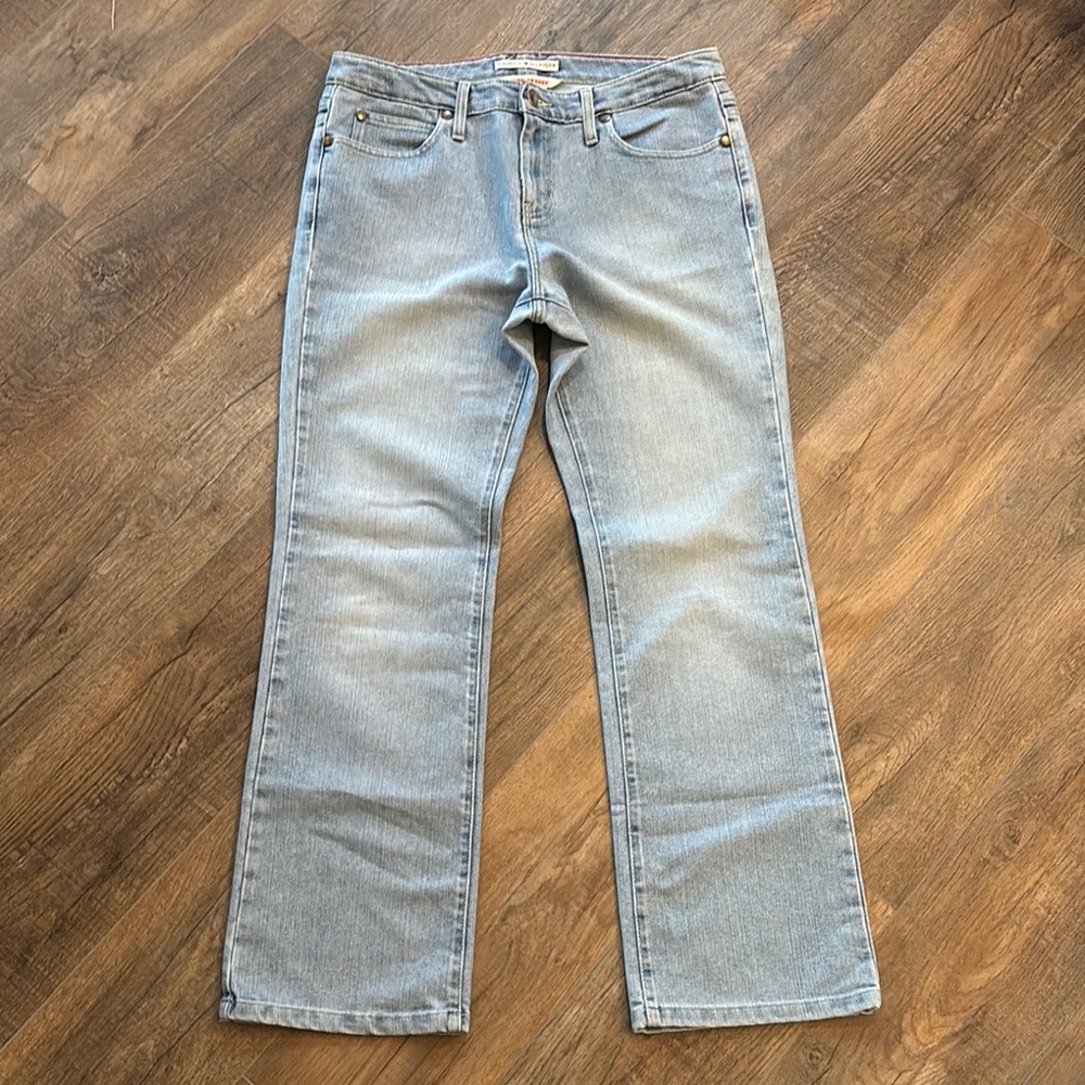 Tommy Hilfiger Hipster Boot Women’s Light Blue Wide‎ Leg Jeans Size 12 Mom Jeans